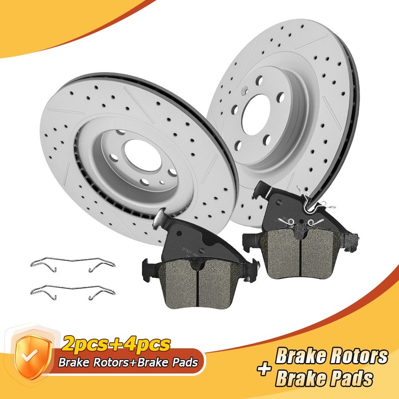 Rear Disc Brake Rotors & Ceramic Pads W/Clips for 2018-2025 Volvo XC60 XC90 S90