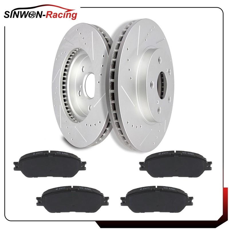 2X Front Brake Discs Rotors and 4X Ceramic Pads For Toyota Sienna 2004 – 2010