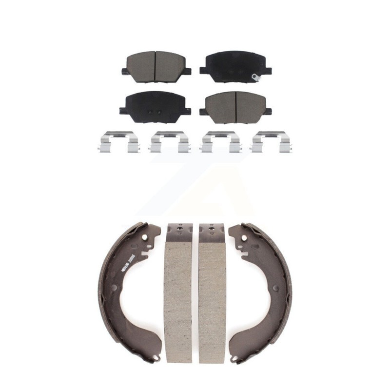 Front Rear Ceramic Brake Pads Drum Shoe Kit For 2017 Jeep Compass New Body Style