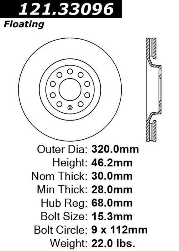 Centric Parts 121.33096 Disc Brake Rotor For Select 98-11 Audi Seat Models gallery