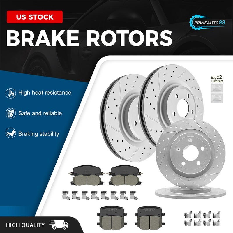 Front Rear Drilled Brake Rotors + Pads Kit for 2020 2021 2022-2025 Ford Explorer
