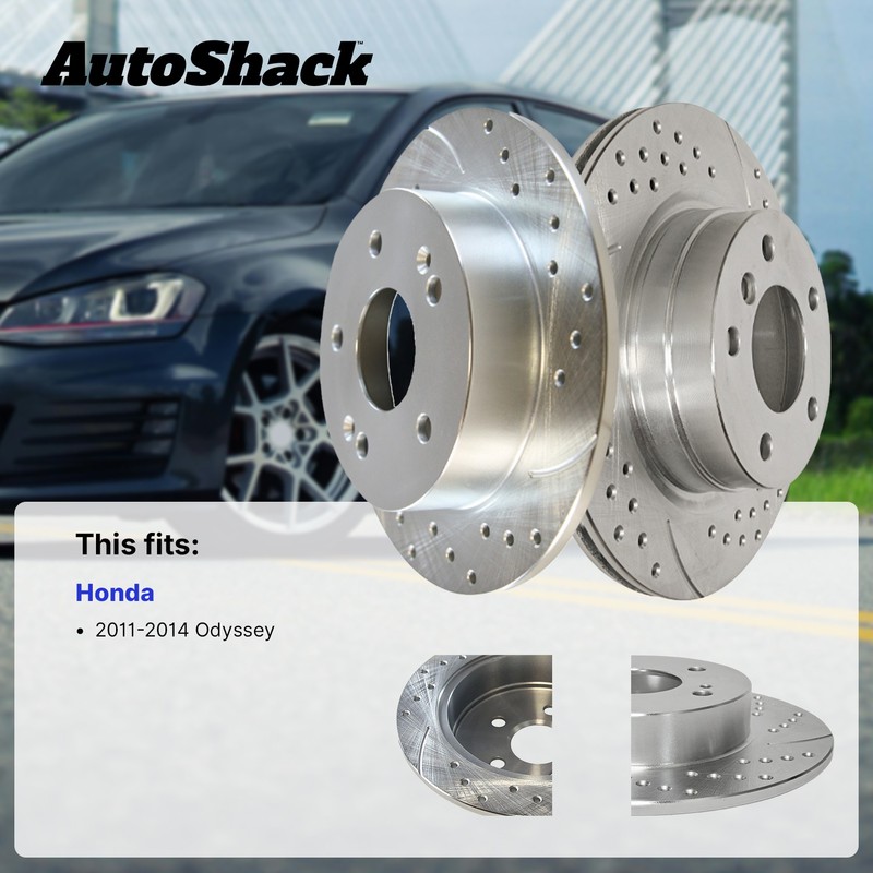 Front Drilled Slotted Brake Rotors Ceramic Pads for Honda, Odyssey 2011-2017 gallery
