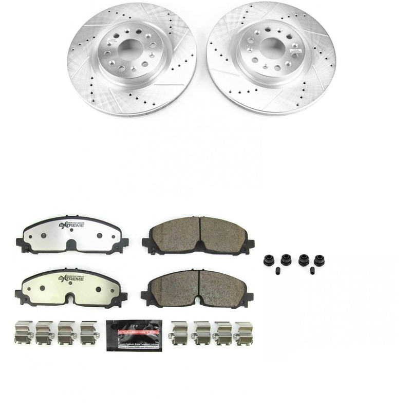 Powerstop Front 2 Wheel 345mm Disc Rotors & Pads Kit for 21-22 Cadillac XT5 XT6