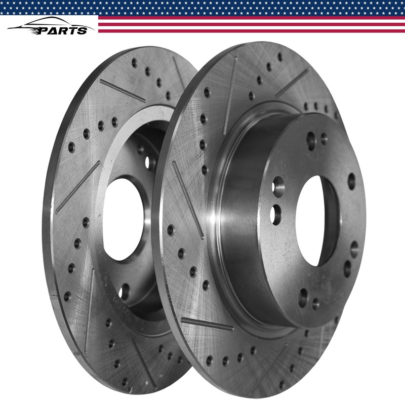 10.24″ Rear Drilled and Slotted Disc Brake Rotors for Acura CSX ILX Honda Civic