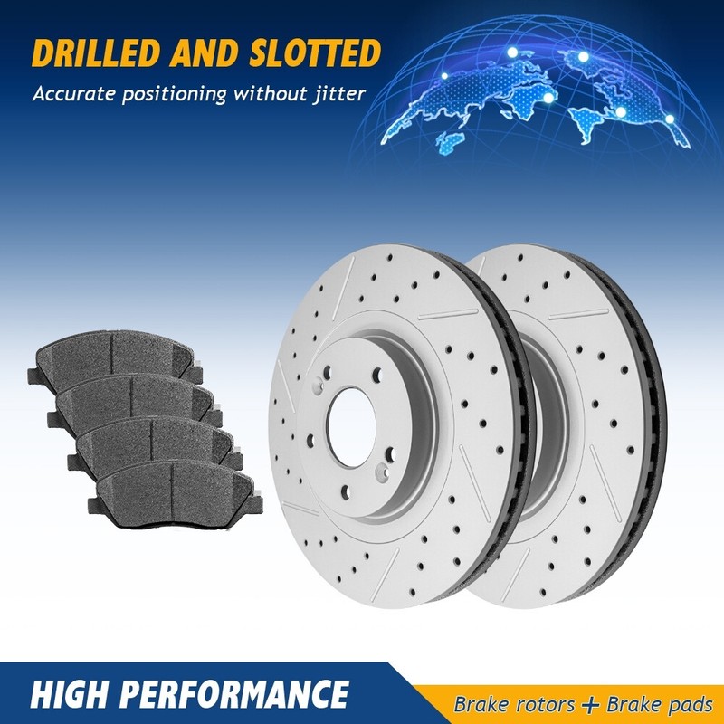 Front Brake Disc Rotors & Ceramic Pad For 2013-2016 Hyundai Santa Fe XL 3.3L