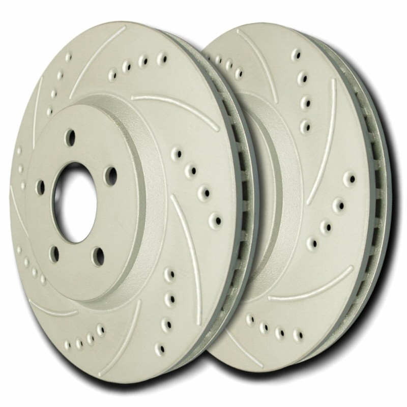 SP Performance F53-028 Drilled Slotted Brake Rotors ZRC Coating L/R Pr Front