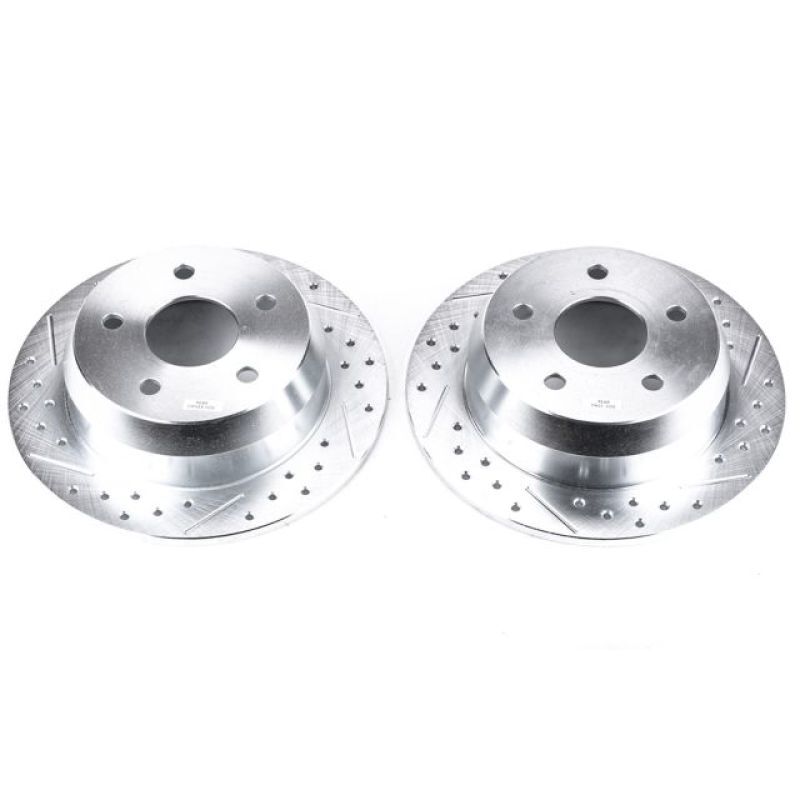 Power Stop Rear Evolution Drilled & Slotted Rotors Fits 99-04 Grand Cherokee