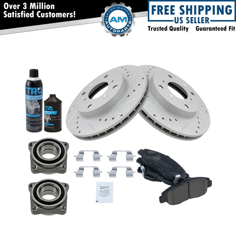 Wheel Hub Bearing Premium Ceramic Brake Pad Performance Rotor Kit Front