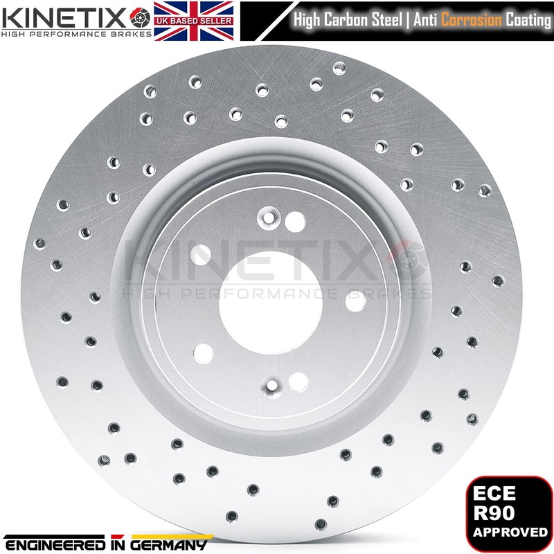 FOR KIA STINGER 3.3 GDI 17- FRONT PERFORMANCE CROSS DRILLED BRAKE DISCS 350mm gallery