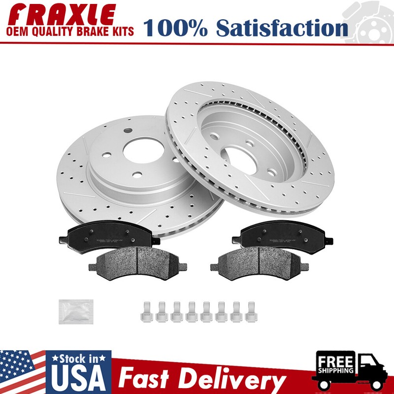 Front Drilled Brake Rotors and Ceramic Pads for Ram 1500 Durango Chrysler Aspen