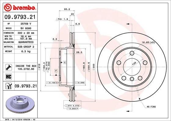2x Brake Disc Rear For BMW 1 Series 2 Series 3 Series 4 Series BREMBO 09.9793.21 gallery