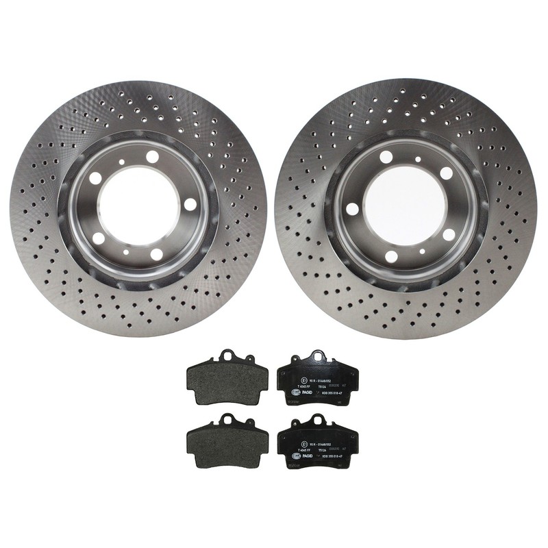 SHW Performance Front Rotors & Hella Low-Met Disc Brake Pad Kit for Boxster