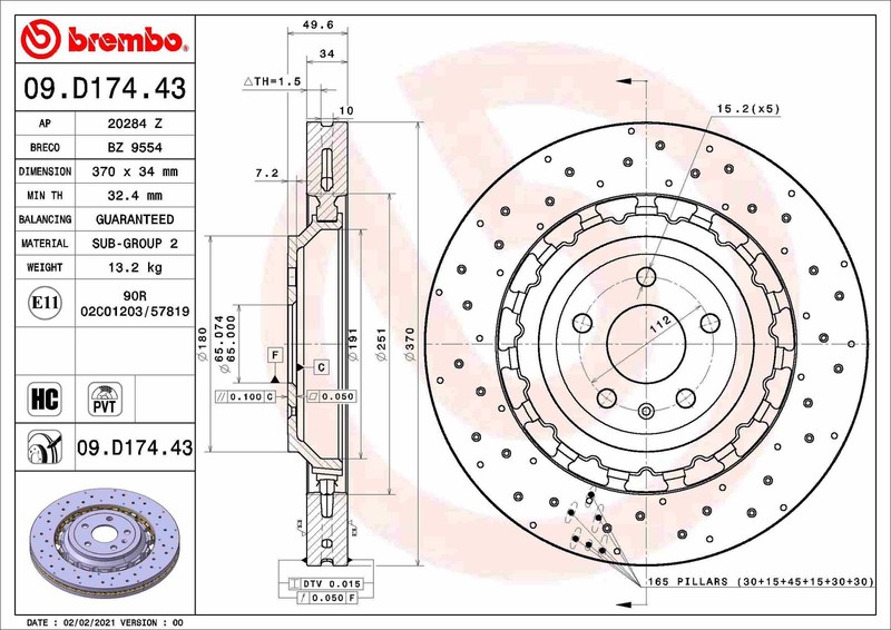 Brembo 09.D174.43 Brake Disc for Audi gallery
