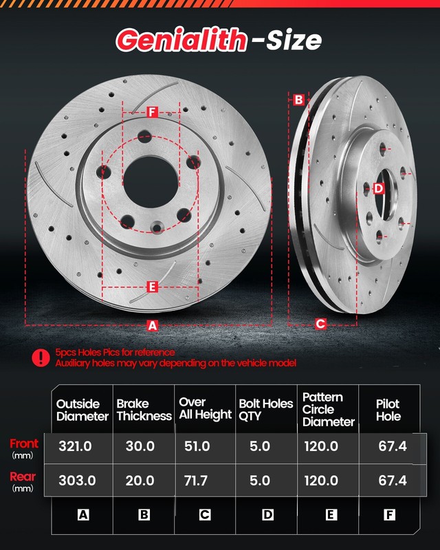 Front Rear Drilled Brake Rotors Ceramic Pads for 2010 2011-2017 Chevy Equinox gallery