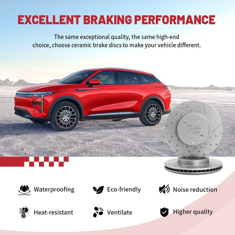 12.44“ Front & Rear Disc Brake Rotors Ceramic Pads Kit for Ford Edge 2015-2021 gallery