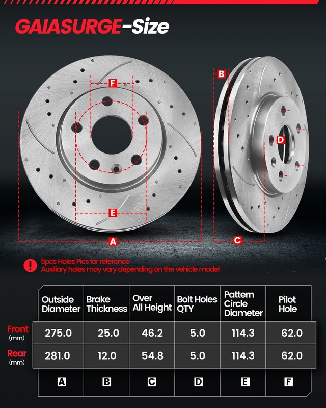 Front & Rear Rotors Brake Pads Kits for 2006-2018 Toyota Rav4 Lexus HS250h gallery