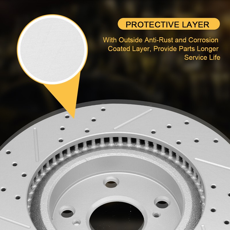 293mm Front+300mm Rear Drilled Brake Rotors Kit for 2015-2019 Subaru Legacy 2.5L gallery