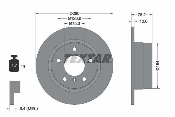 2X Textar 92146003 Coated Rear Brake Discs 280mm Solid Fits Bmw Z4
