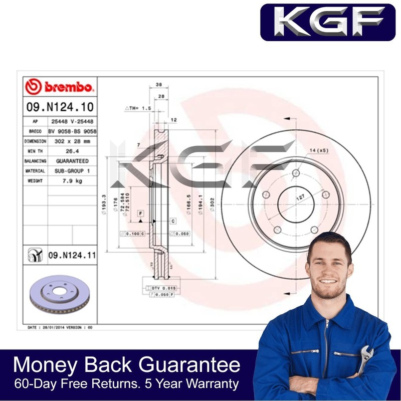 KGF Front 2x Discs Fits Chrysler Grand Voyager 2007- Dodge Journey 2008- gallery