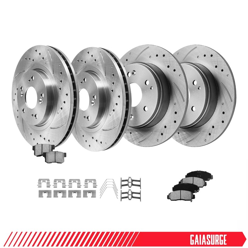 Drilled Rotors Ceramic Brake Pads Front Rear For ACURA TL 04 05 06 07 08 Base