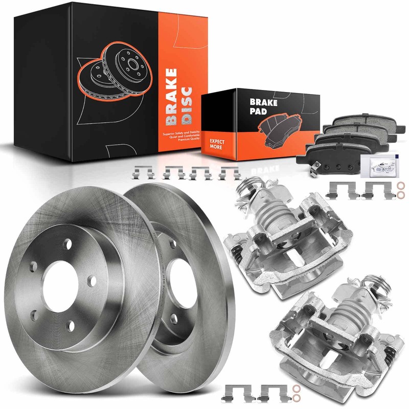 Rear Disc Brake Rotor & Pads + Calipers for Chevry Malibu 04-12 HHR Pontiac G6