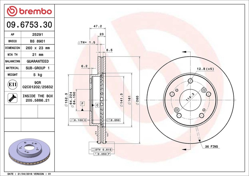 X2 PCS L&R SIDES BRAKE DISC 09.6753.30 gallery