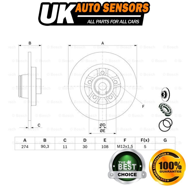 Fits Renault Kangoo 2008-2024 Mercedes Citan 2012-2021 Brake Disc Rear AST