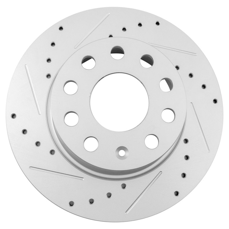 TRQ Rear Brake Rotors Set Slotted Drilled Premium G-Coated Rear Fits Volkswagen gallery
