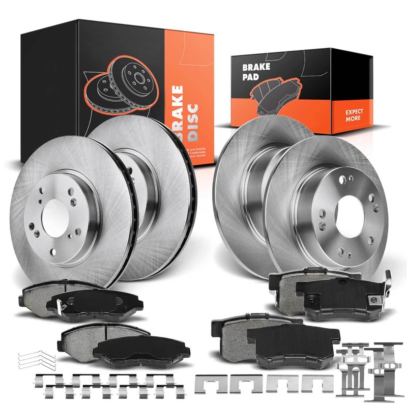 Front & Rear Disc Brake Rotors and Brake Pads for Honda Accord 2003-2007 L4 2.4L
