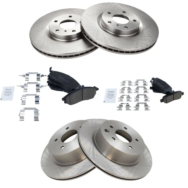 TRQ Front Rear Premium Posi Ceramic Brake Pad Rotor Kit for Nissan Infiniti gallery