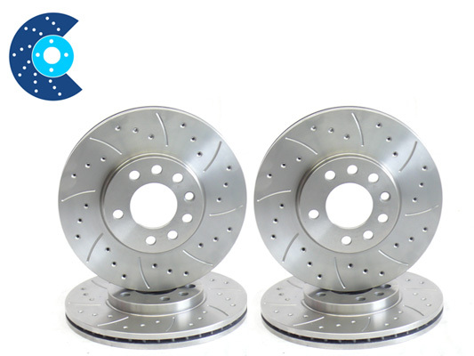 Front Rear Drilled Brake Discs Mustache Compatible With Impreza P1