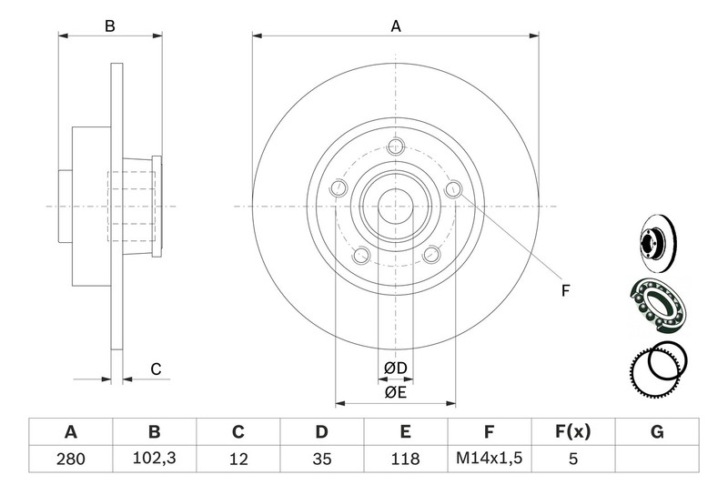 2X 0 986 479 271 Bosch brake disc for Opel, Renault, Vauxhall