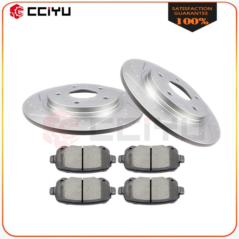 Slotted Rear Brake Rotors & Ceramic Brake Pads For Volkswagen Routan 2009-2012