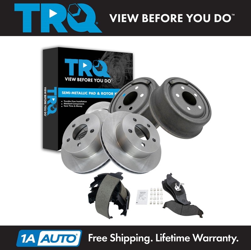 TRQ Front & Rear Brake Pad & Rotor Kit Semi-Metallic For 99-01 Jeep