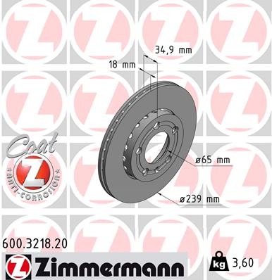 Zimmermann 600.3218.20 Brake Disc for Skoda, VW gallery