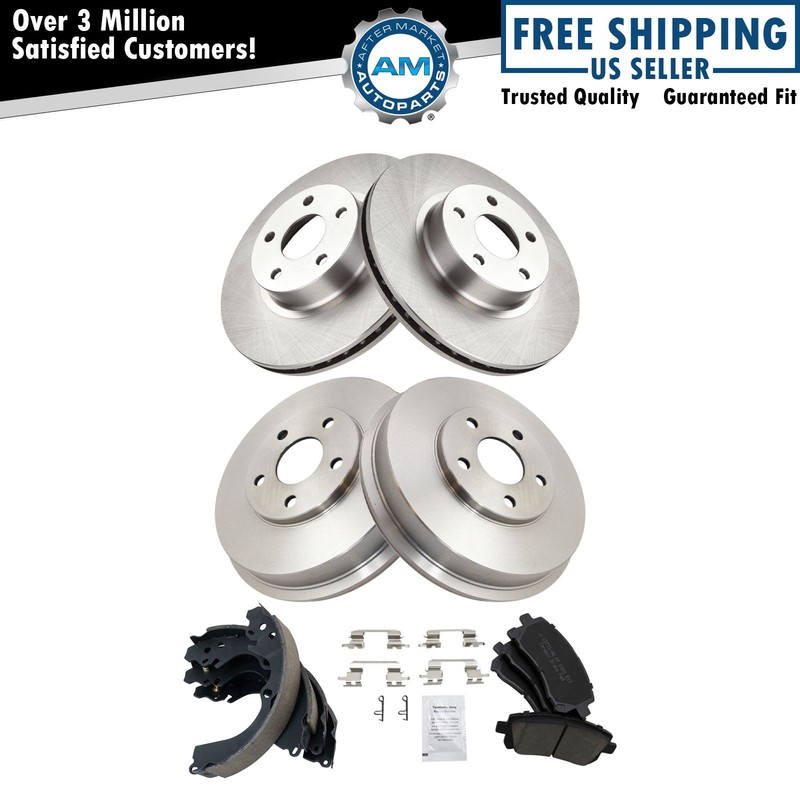 Front & Rear Brake Pad & Rotor,Shoe & Drum Kit Ceramic Fits 96-02 Subaru