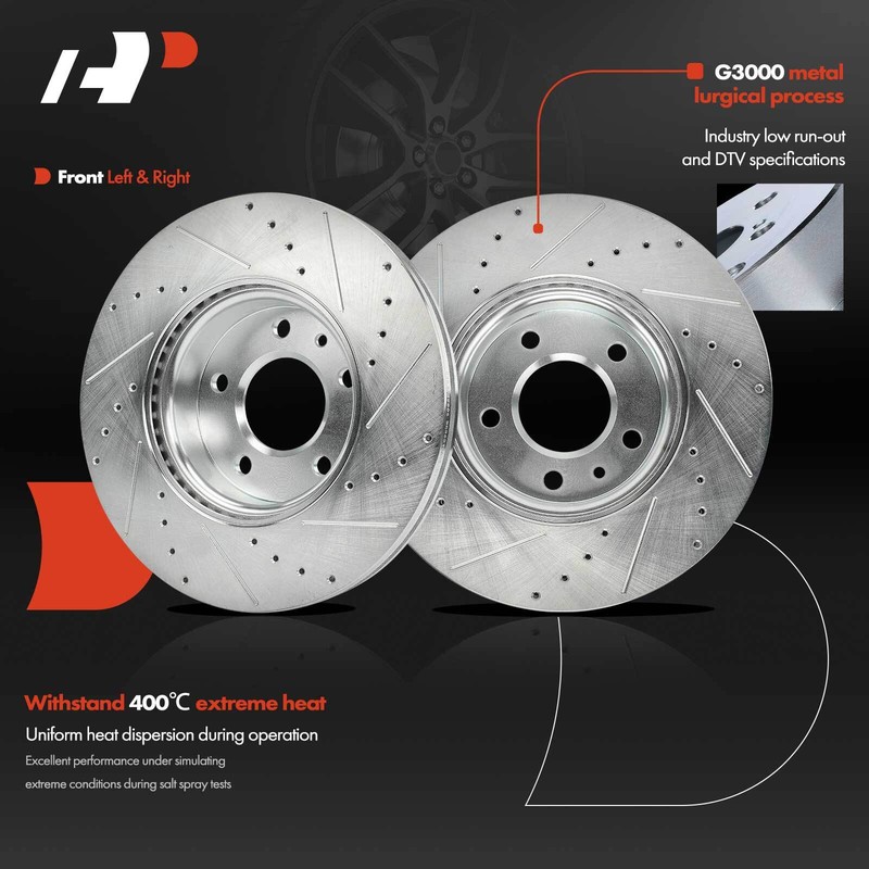 A-Premium Front Side Drilled Brake Rotors for Cadillac ATS 2013-2017 CT4 300mm gallery