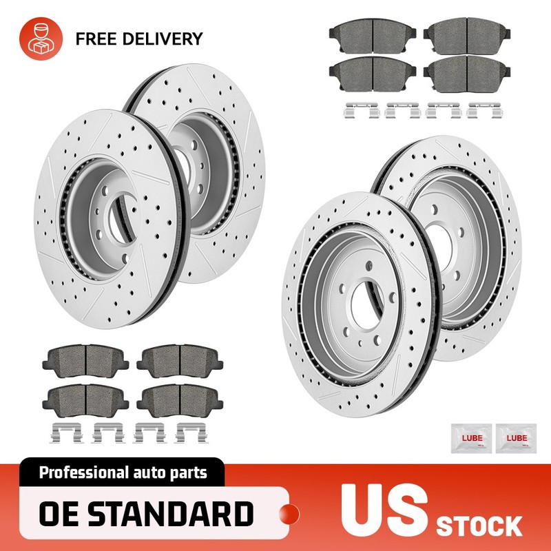 Front Rear Drilled Rotors+Brake Pads for Cadillac ATS No Brembo Brake 2013-2018