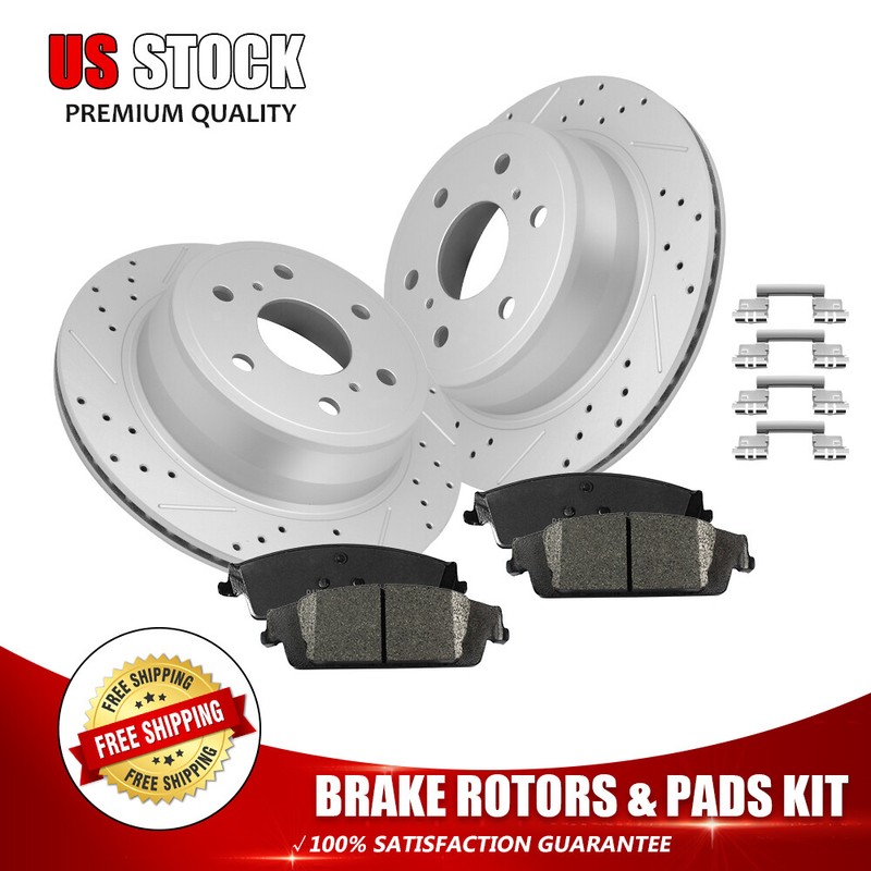 Rear Brake Rotors+Pads for Chevy Silverado Sierra 1500 Tahoe Yukon XL 2015-2020