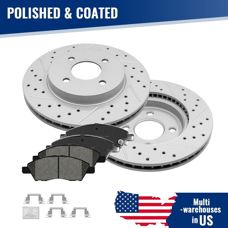 Front Drilled Brake Rotors Ceramic Brake Pads for Nissan Versa Note 2012 – 2019