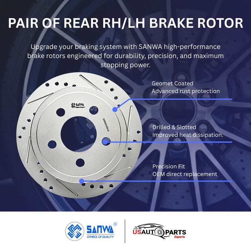 PAIR OF REAR BRAKE ROTOR SOLID & GEOMET COATED D&S 285mm FOR JEEP 2003-2007 3.7L gallery