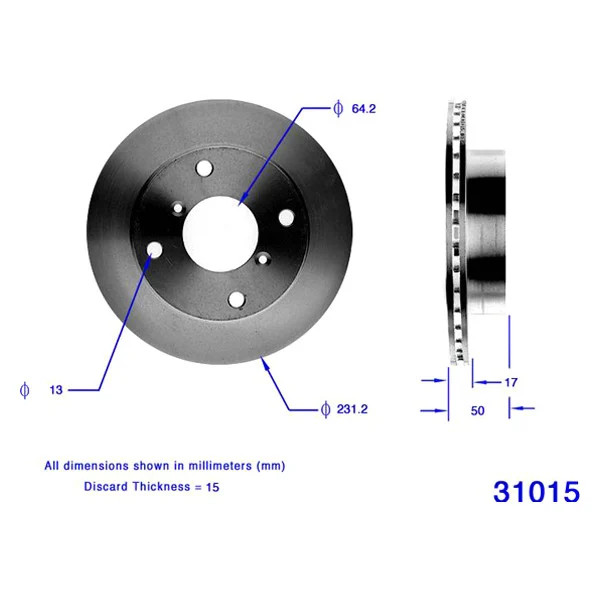 For Geo Metro 89-97 Bendix PRT1545 Global Premium Plain Vented Front Brake Rotor gallery