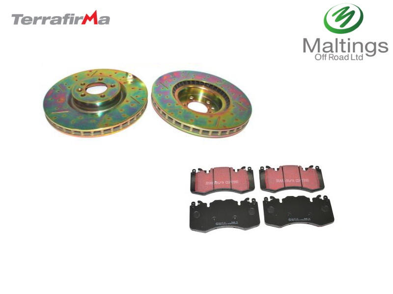 RANGE ROVER L405 PERFORMANCE FRONT BRAKE DISCS + PADS L405 DRILLED + GROOVED 13-