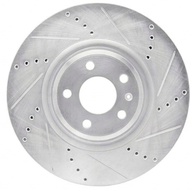 For Audi Q5 2013-2017 Rotor Set | Silver | Drilled And Slotted Rotor Style gallery