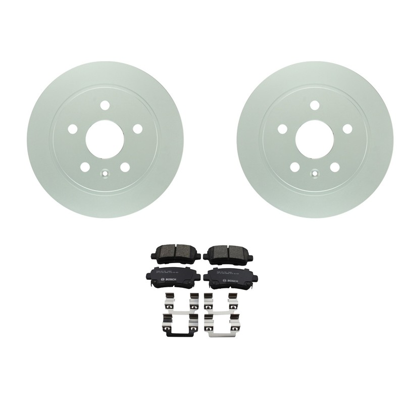 Bosch QuietCast Rear Rotors & Ceramic Disc Brake Pad Kit For Saab 9-5 2010-2011