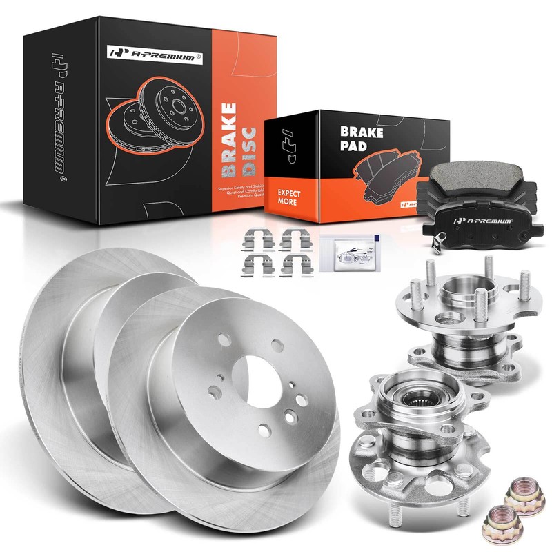 A-Premium Rear Disc Brake Rotor & Brake Pad & Wheel Hub Bearing for Toyota Venza