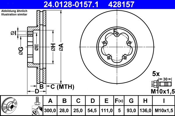 ATE 24.0128-0157.1 Brake Disc for Ford gallery