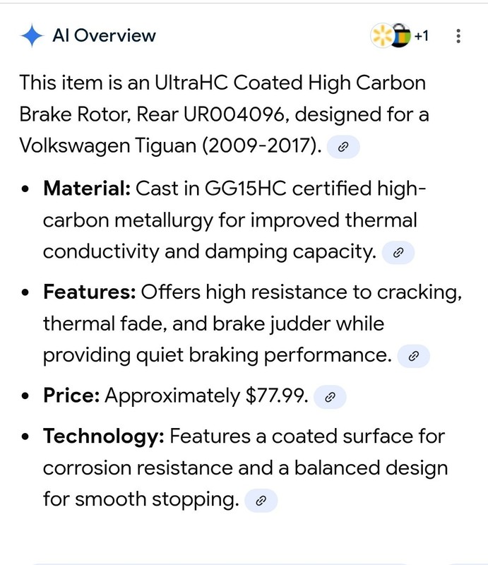 ☮️ Volkswagen , REAR , single , Ultra HC premium solid rotor , model # UR004096 gallery