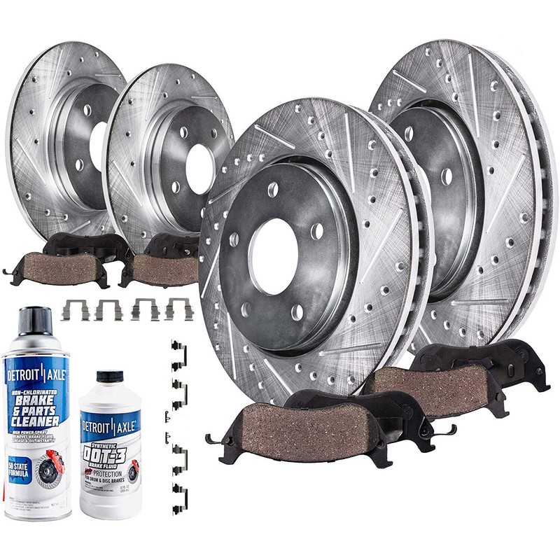 Front Rear DRILLED Brake Rotor + Ceramic Pad for 2004-11 Mitsubishi Galant 4 CYL