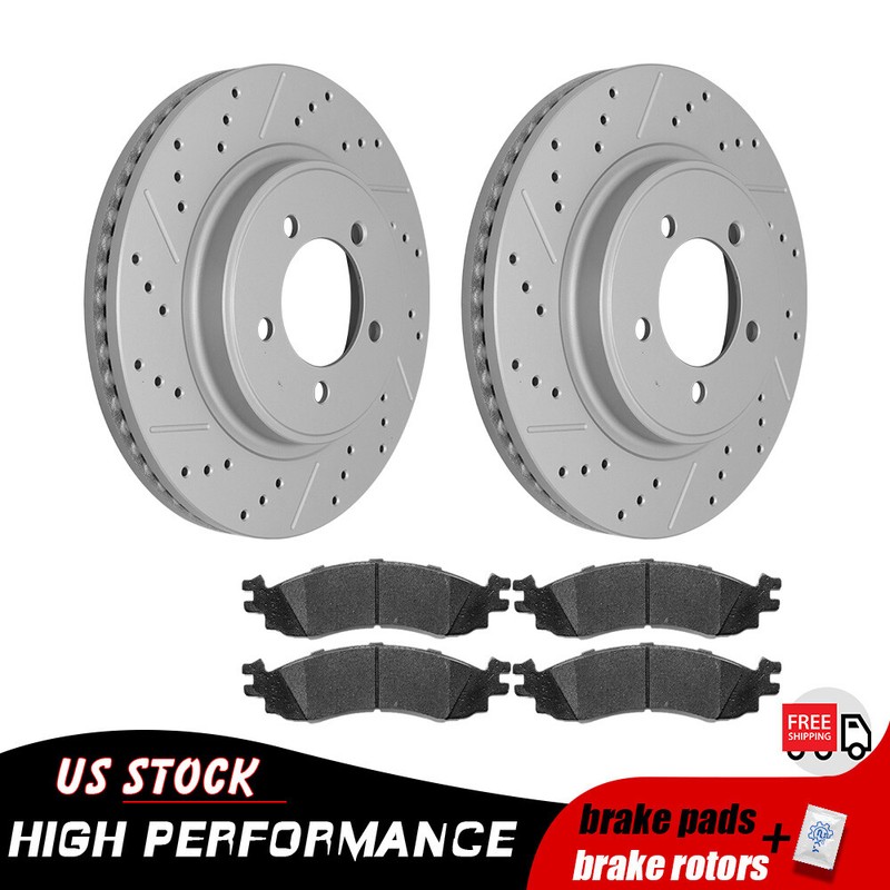Front Drilled Brake Rotors Pads for 2007 -2010 Ford Explorer Mercury Mountaineer